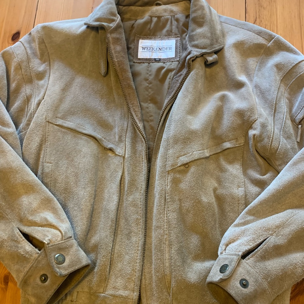 Men’s tan leather coat - Size: 40